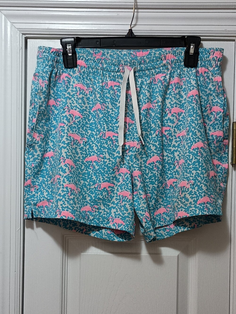 Chubbies Blue Pink Flamingo Allover Print Men's LinedSwim Trucks Small